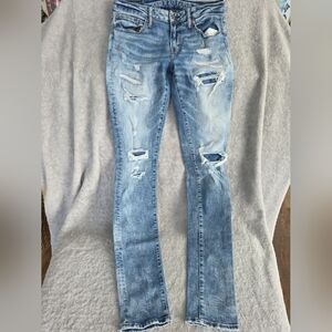 Mens American Eagle Distressed Stacked Skinny Airflex Jeans Size 32x34